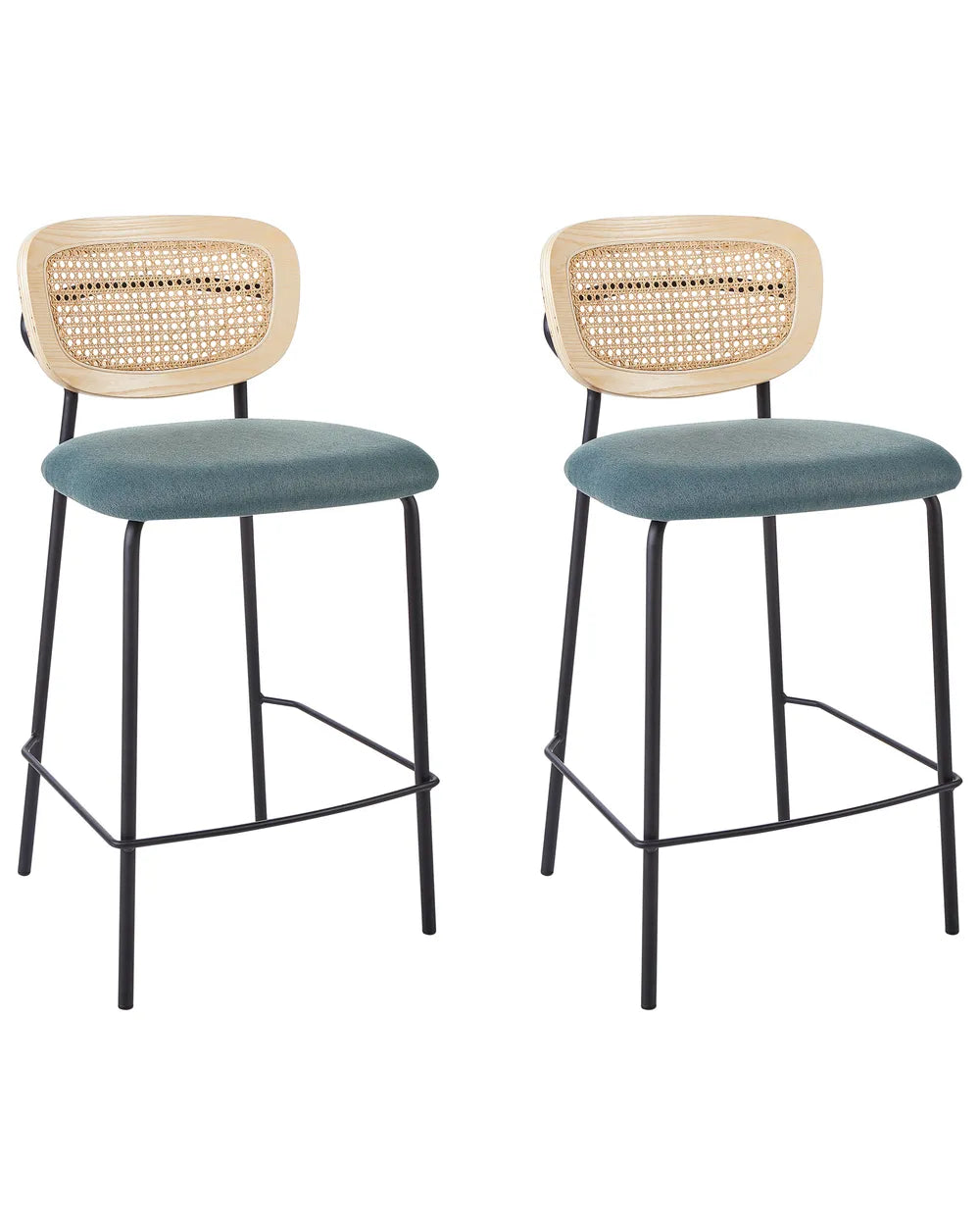 Set of 2 Bar Chairs Rattan Teal Surface Protection Ulvana