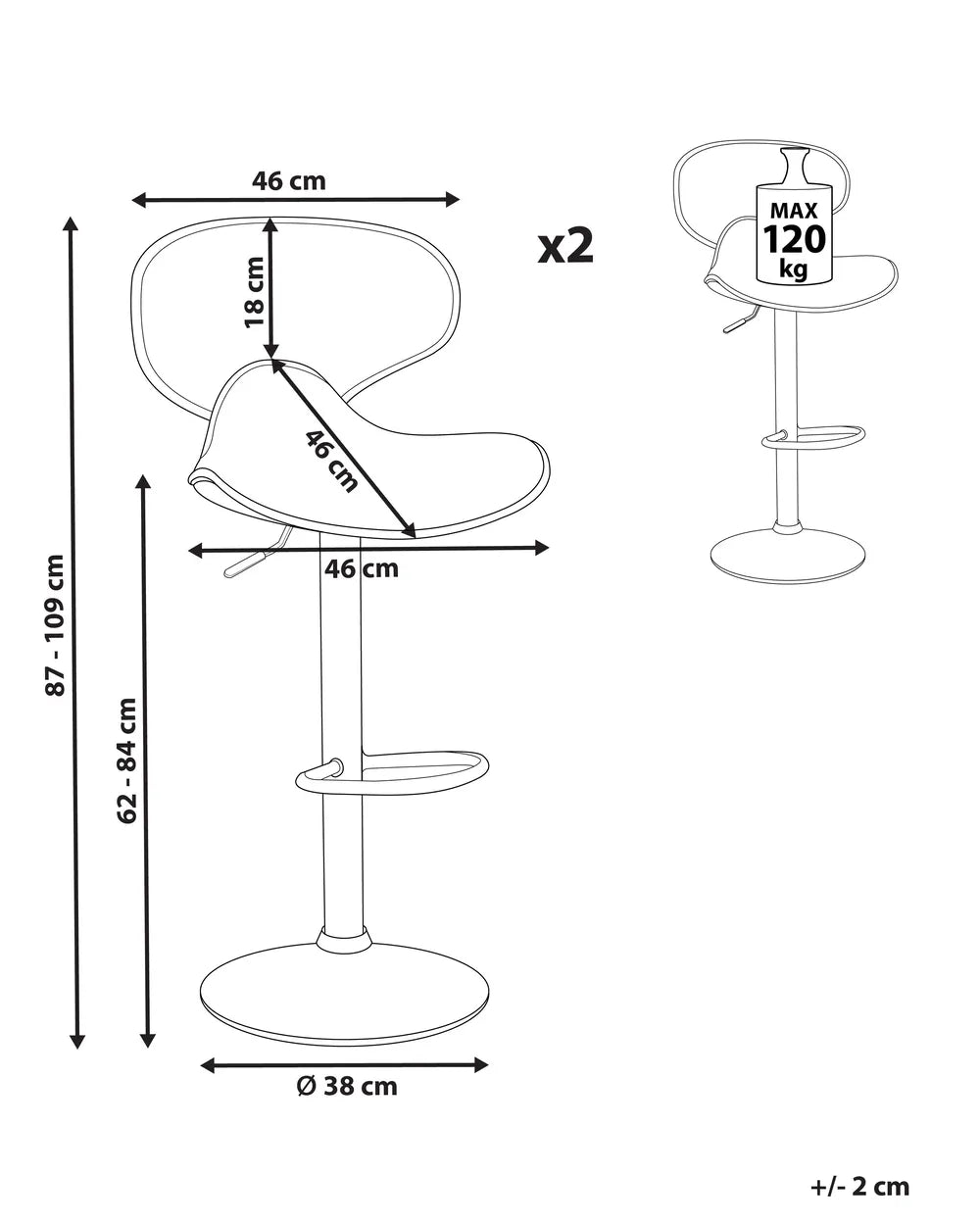 Set of 2 Bar Chairs Faux Leather Swivel Light Beige Elegant Design Yentia