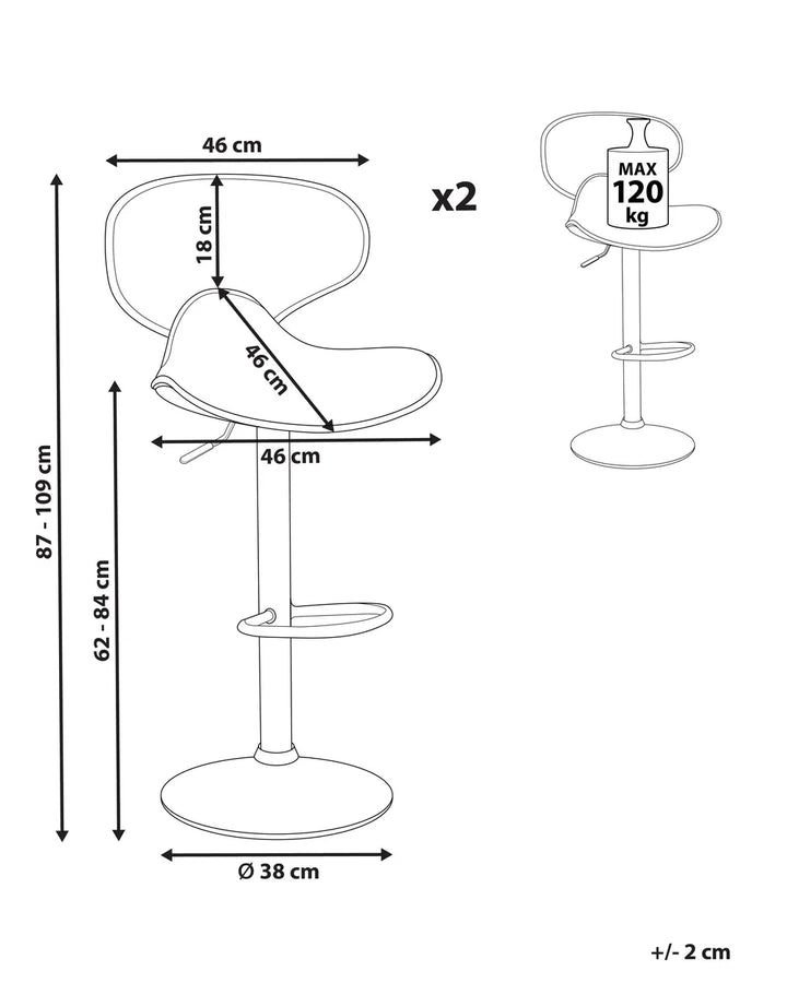 Set of 2 Bar Chairs Faux Leather Swivel Light Beige Elegant Design Yentia