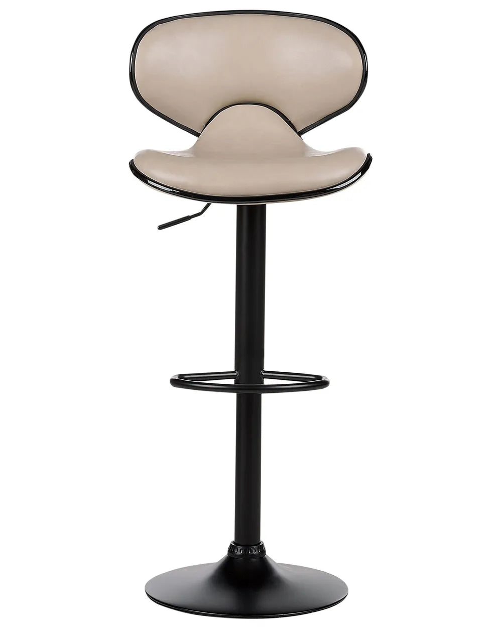 Set of 2 Bar Chairs Faux Leather Swivel Light Beige Elegant Design Yentia