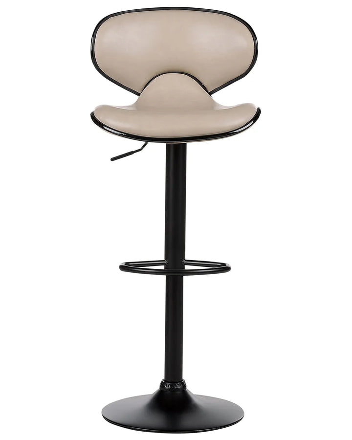 Set of 2 Bar Chairs Faux Leather Swivel Light Beige Elegant Design Yentia