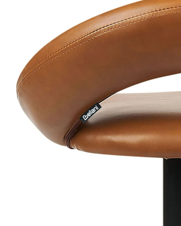 Set of 2 Bar Chairs Faux Leather Swivel Golden Brown Floor Protection Novaro