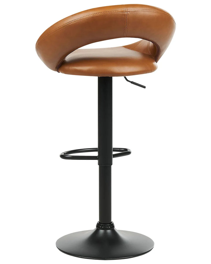 Set of 2 Bar Chairs Faux Leather Swivel Golden Brown Floor Protection Novaro