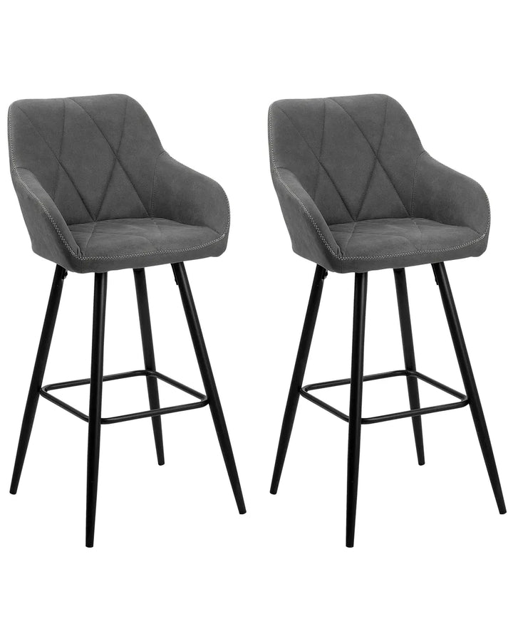 Set of 2 Bar Chairs Grey Non-Slip Leg Protectors Xalana