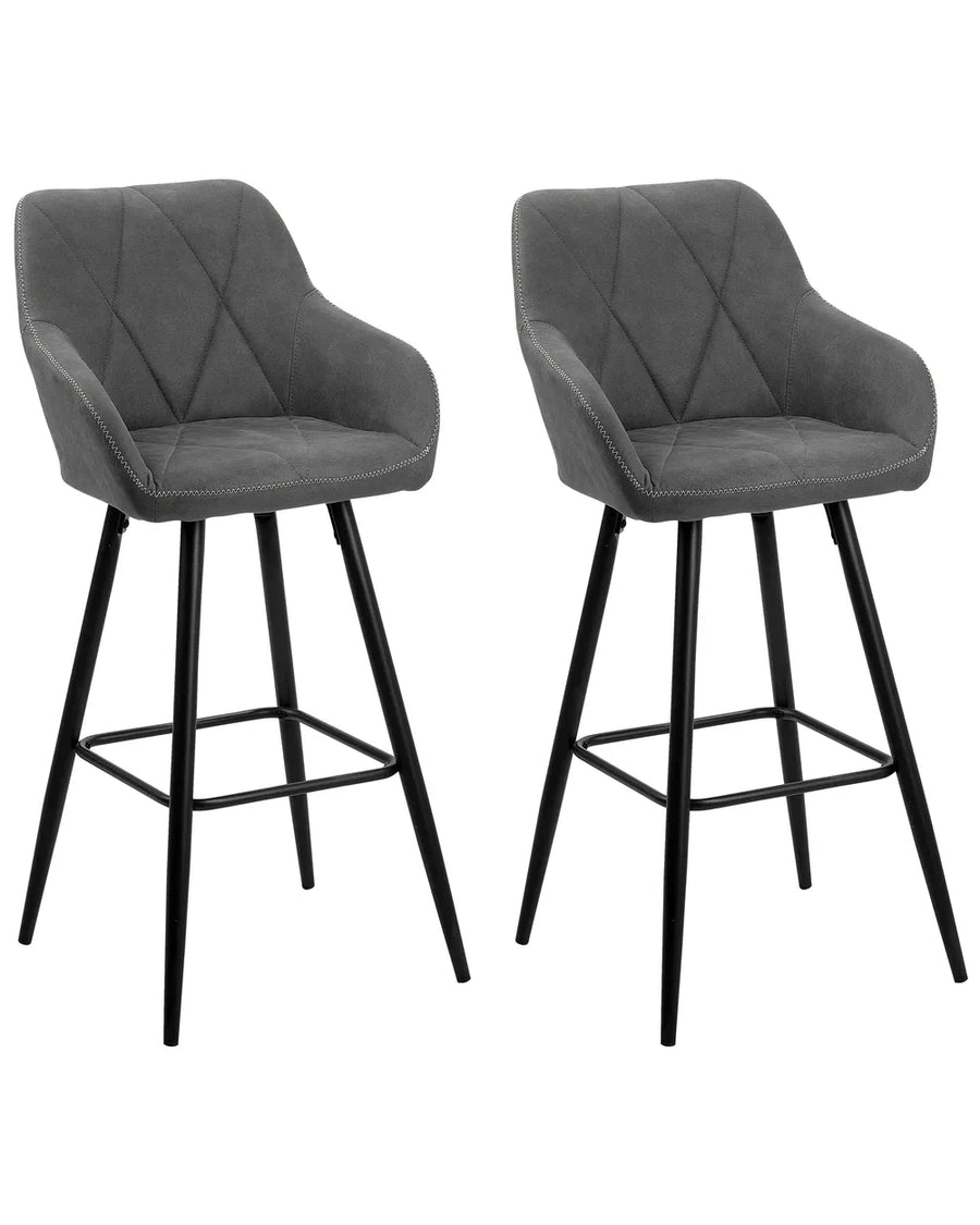 Set of 2 Bar Chairs Grey Non-Slip Leg Protectors Xalana