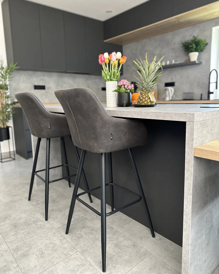 Set of 2 Bar Chairs Grey Non-Slip Leg Protectors Xalana