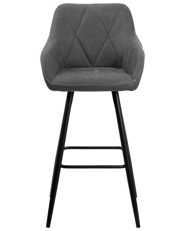 Set of 2 Bar Chairs Grey Non-Slip Leg Protectors Xalana