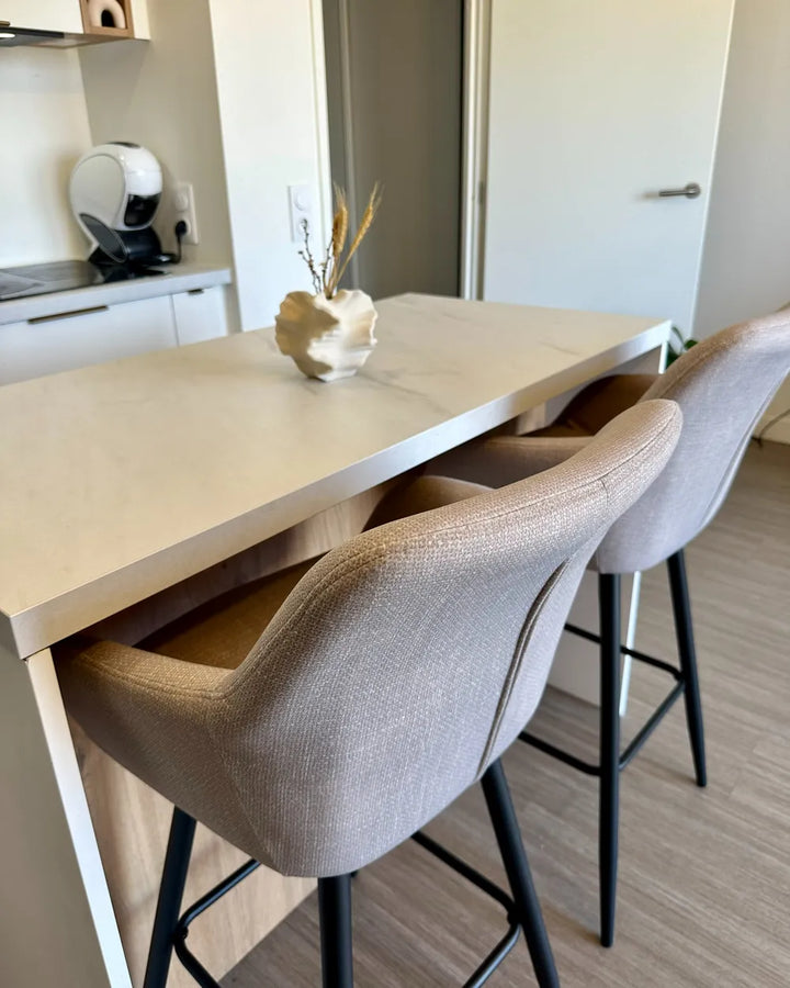 Set of 2 Bar Chairs Velvet Taupe Many Interior Styles Sontro