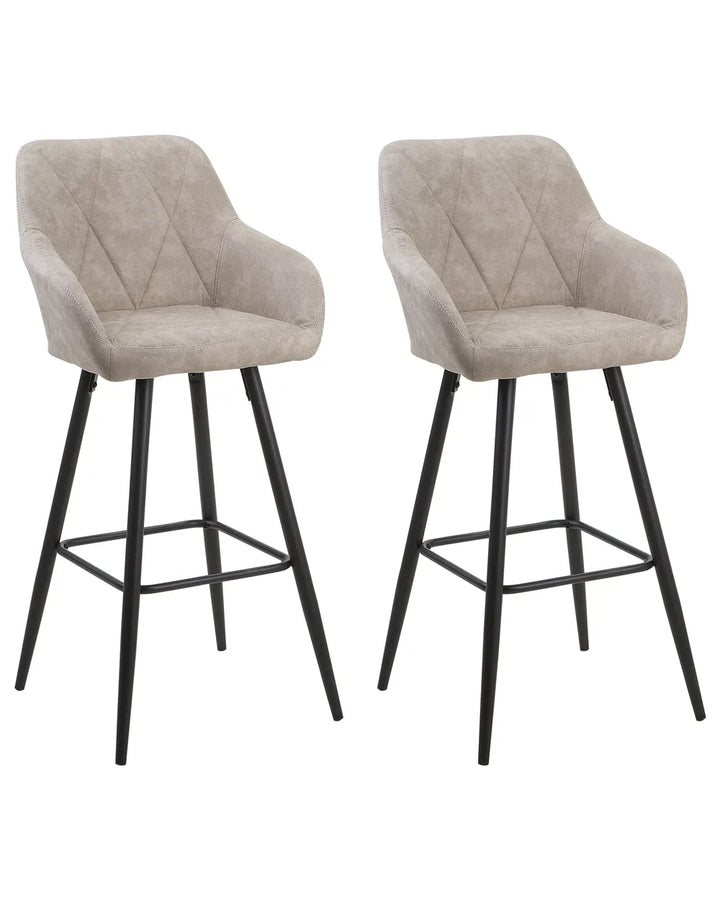 Set of 2 Bar Chairs Beige Solid Craftship Jarnio