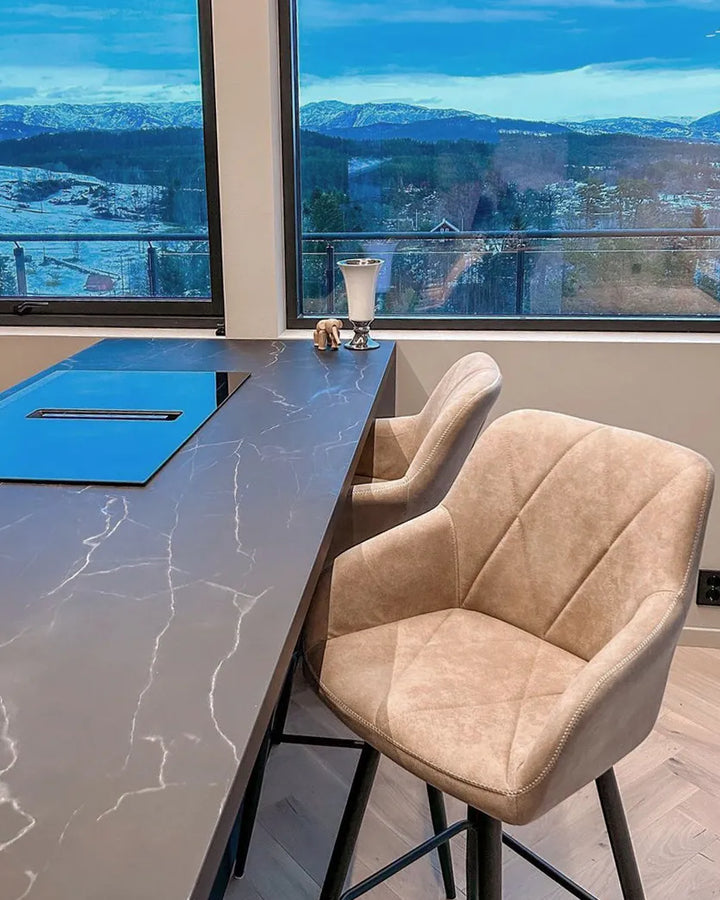 Set of 2 Bar Chairs Beige Solid Craftship Jarnio