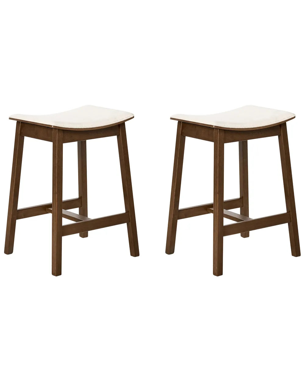 Set of 2 Bar Stools Wood Off-White/ Dark Brown Upholstery Tendra