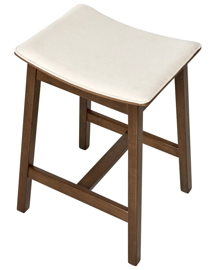 03/03/2026 Set of 2 Bar Stools Wood Off-White/ Dark Brown Upholstery Tendra