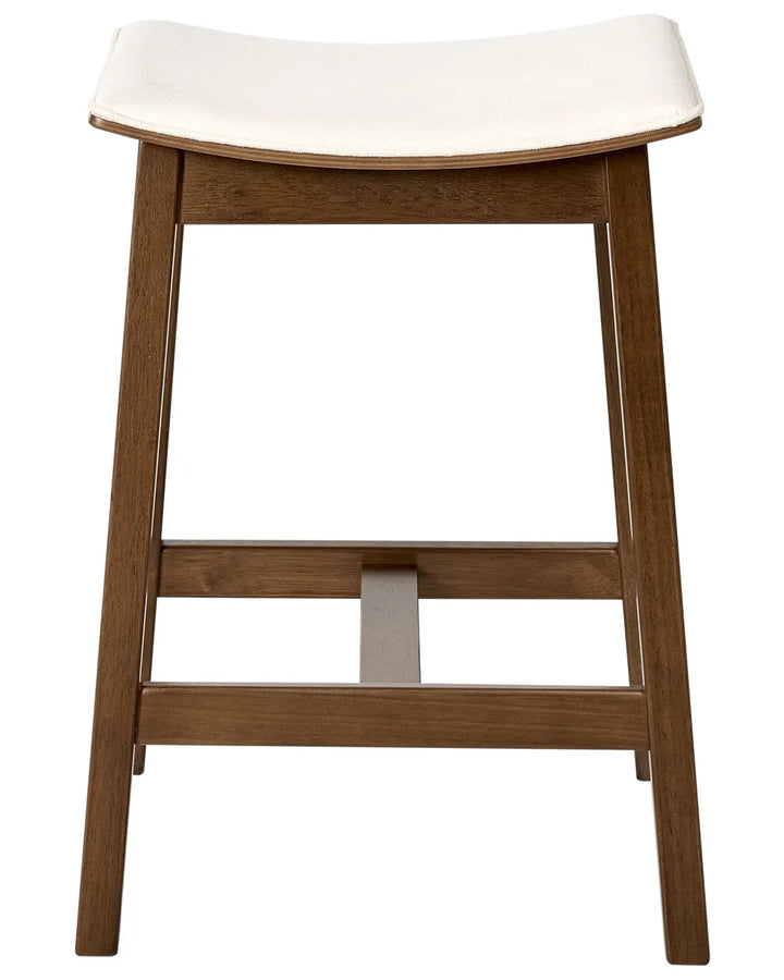 03/03/2026 Set of 2 Bar Stools Wood Off-White/ Dark Brown Upholstery Tendra