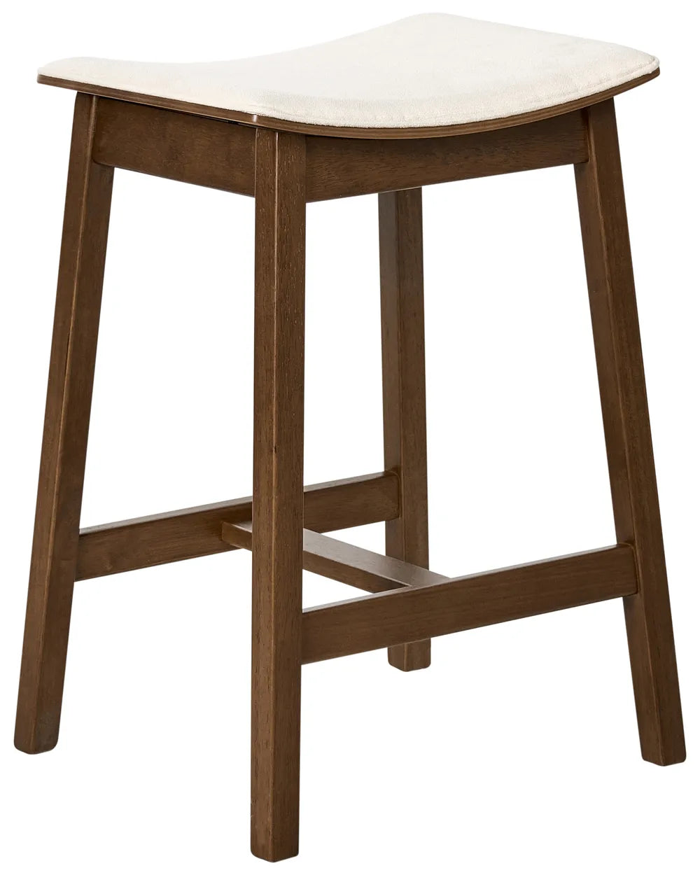 03/03/2026 Set of 2 Bar Stools Wood Off-White/ Dark Brown Upholstery Tendra