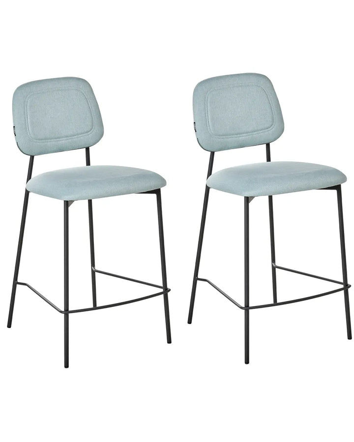Set of 2 Bar Chairs Fabric Light Blue Maximum Comfort Ristor