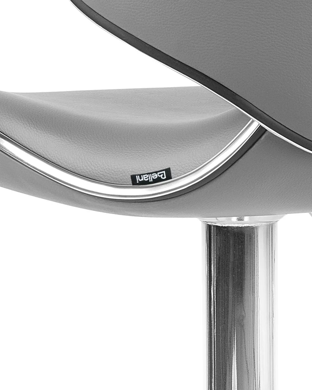 Set of 2 Bar Chairs Faux Leather Swivel Grey Adjustable Height Fresto