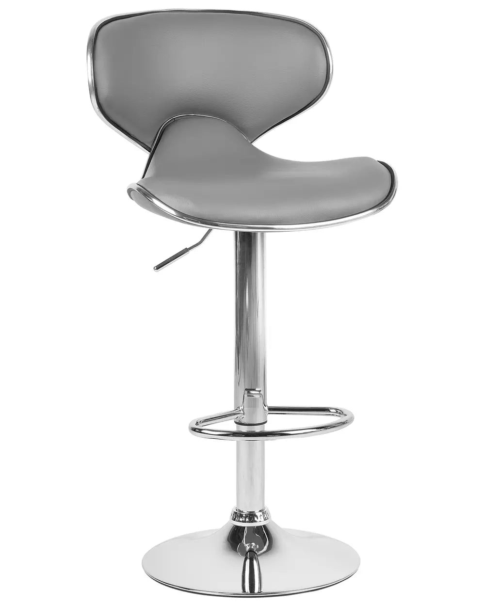 Set of 2 Bar Chairs Faux Leather Swivel Grey Adjustable Height Fresto