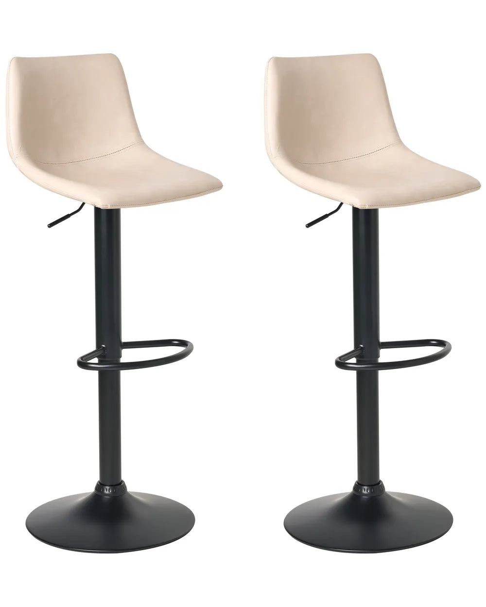 Set of 2 Bar Stools Faux Leather Swivel Light Beige Comfortable Footrest Kivron