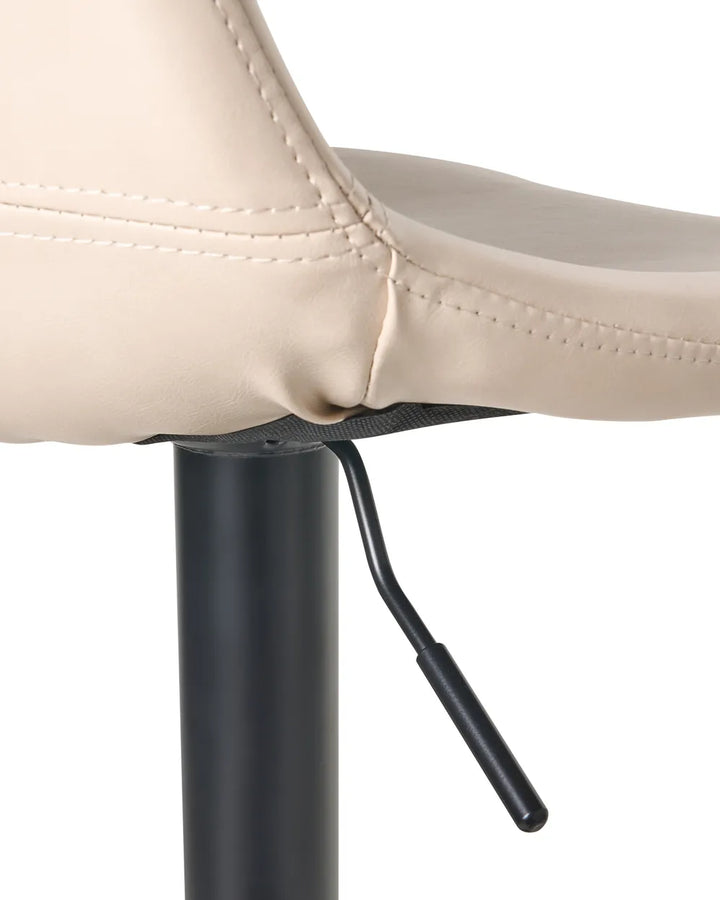 Set of 2 Bar Stools Faux Leather Swivel Light Beige Comfortable Footrest Kivron