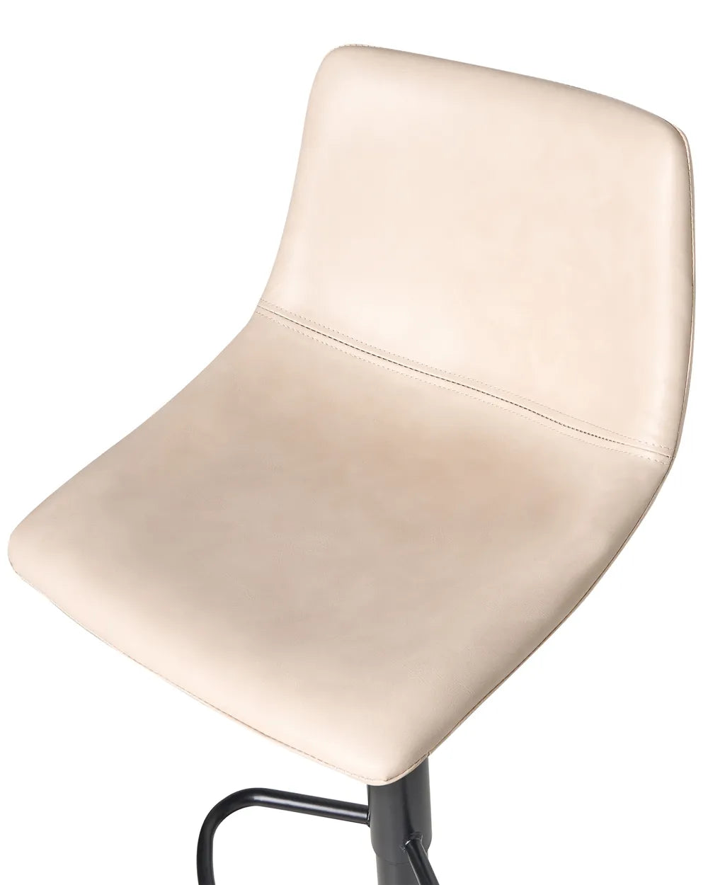 Set of 2 Bar Stools Faux Leather Swivel Light Beige Comfortable Footrest Kivron