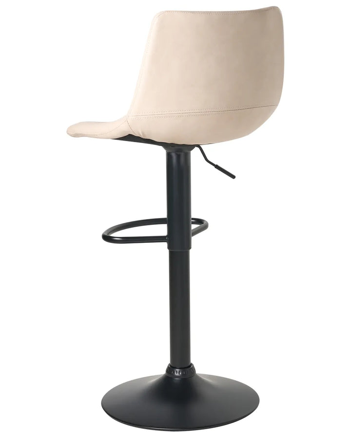 Set of 2 Bar Stools Faux Leather Swivel Light Beige Comfortable Footrest Kivron