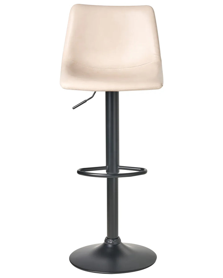 Set of 2 Bar Stools Faux Leather Swivel Light Beige Comfortable Footrest Kivron