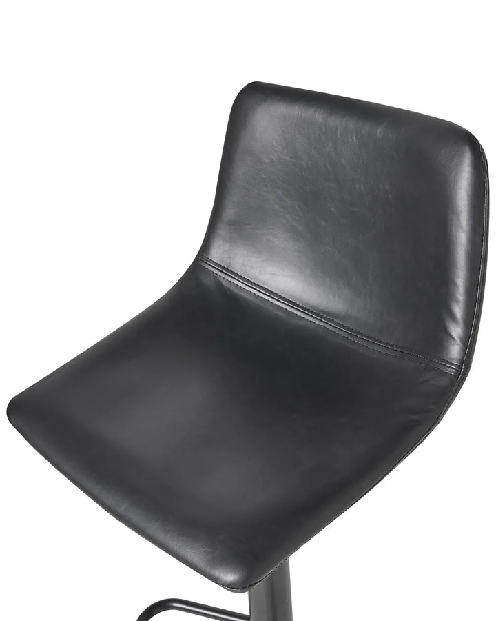 Set of 2 Bar Stools Faux Leather Swivel Black Elegant Design Kivron