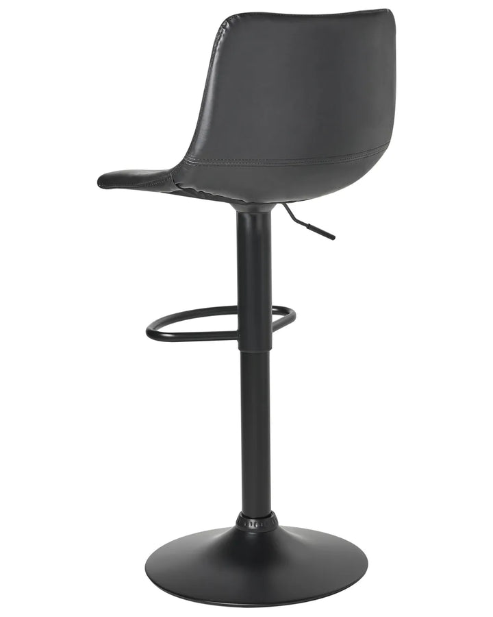 Set of 2 Bar Stools Faux Leather Swivel Black Elegant Design Kivron