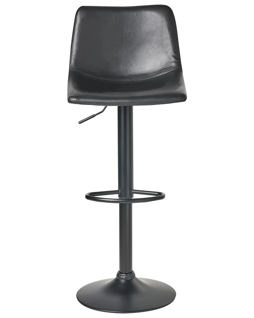Set of 2 Bar Stools Faux Leather Swivel Black Elegant Design Kivron