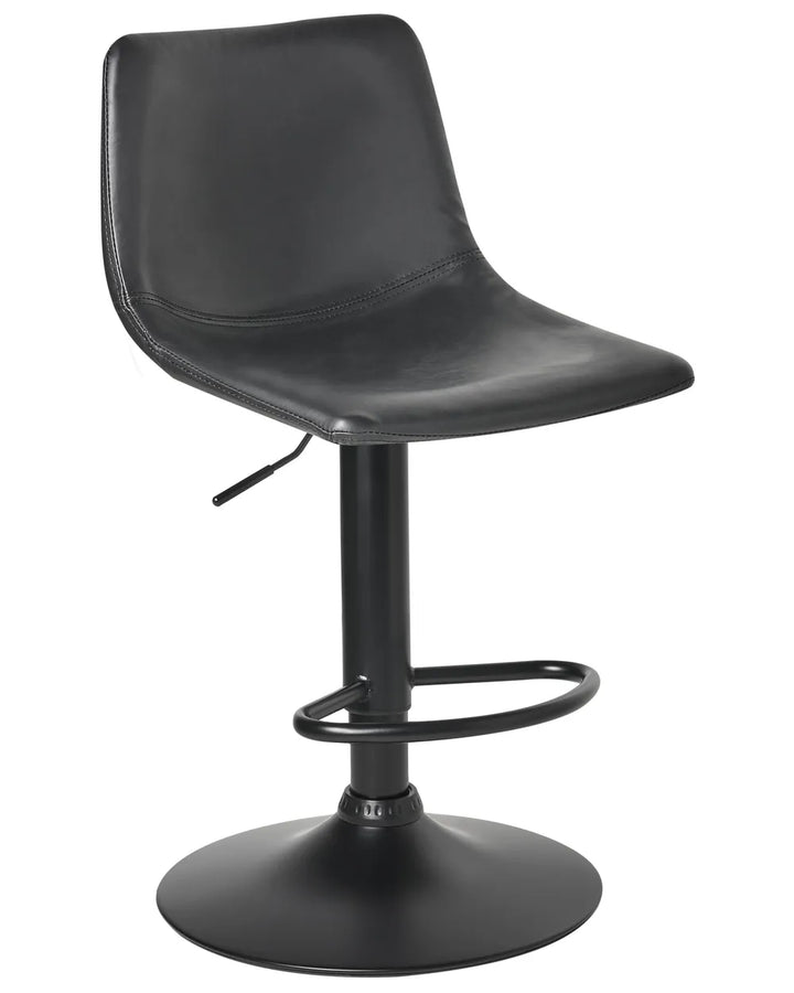 Set of 2 Bar Stools Faux Leather Swivel Black Elegant Design Kivron