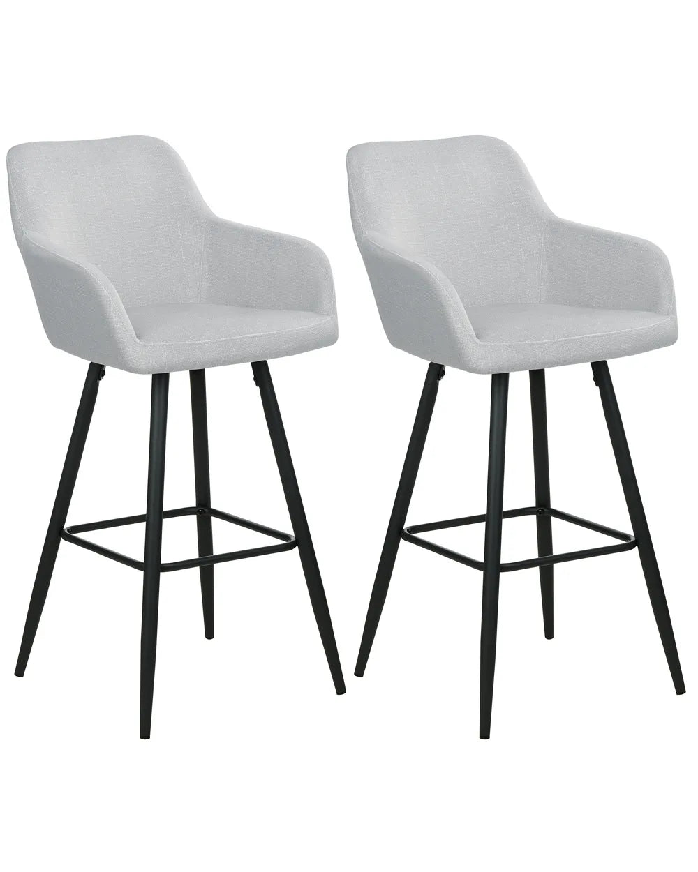 Set of 2 Bar Chairs Velvet Light Grey High-Quality Upholstery Sontro