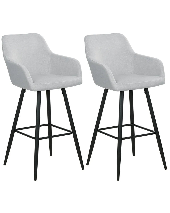 Set of 2 Bar Chairs Velvet Light Grey High-Quality Upholstery Sontro