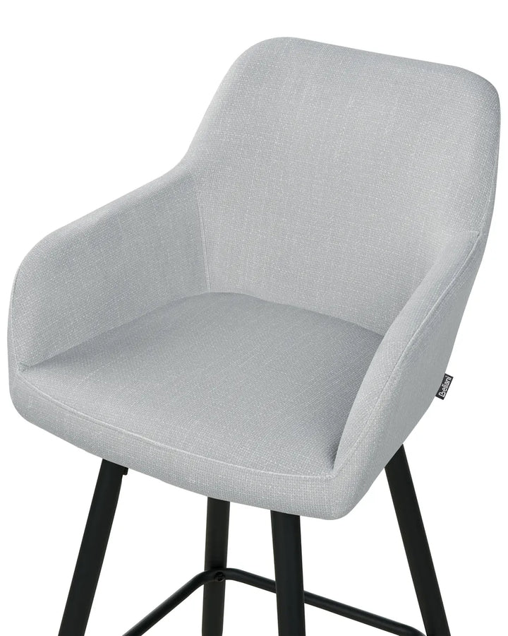Set of 2 Bar Chairs Velvet Light Grey High-Quality Upholstery Sontro
