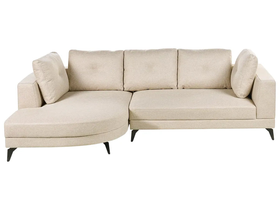 Corner Sofa 3 Seater Faux Linen Light Beige Right Hand Yvera