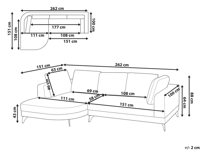 Corner Sofa 3 Seater Faux Linen Light Beige Right Hand Yvera