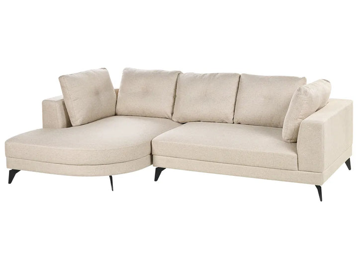 Corner Sofa 3 Seater Faux Linen Light Beige Right Hand Yvera