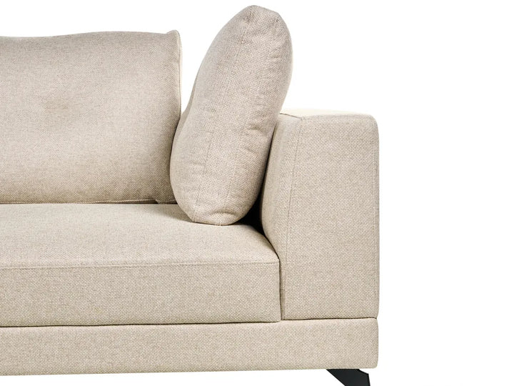 Corner Sofa 3 Seater Faux Linen Light Beige Right Hand Yvera