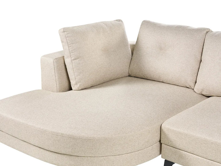Corner Sofa 3 Seater Faux Linen Light Beige Right Hand Yvera