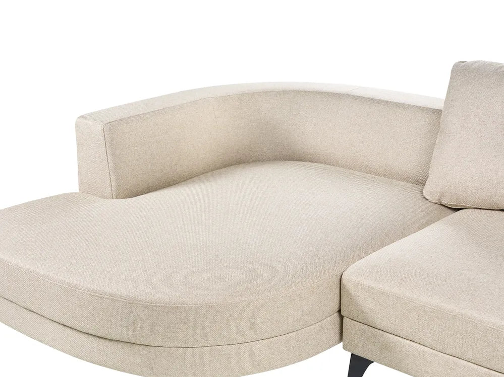 Corner Sofa 3 Seater Faux Linen Light Beige Right Hand Yvera