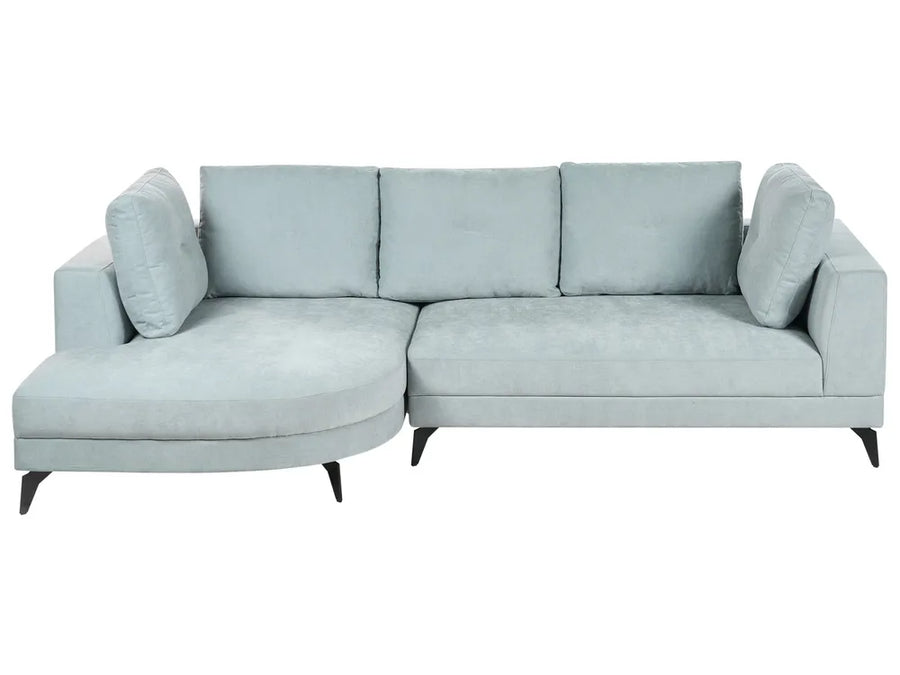 Corner Sofa 3 Seater Chenille Light Blue Right Hand Yvera