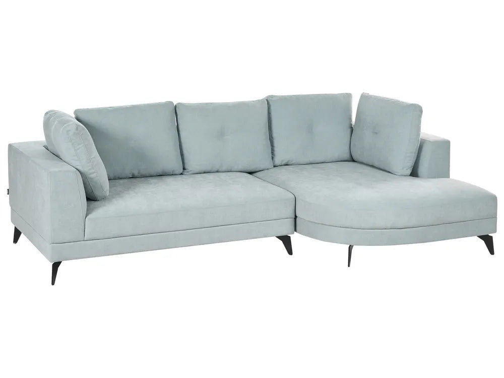 Corner Sofa 3 Seater Chenille Light Blue Left Hand Yvera