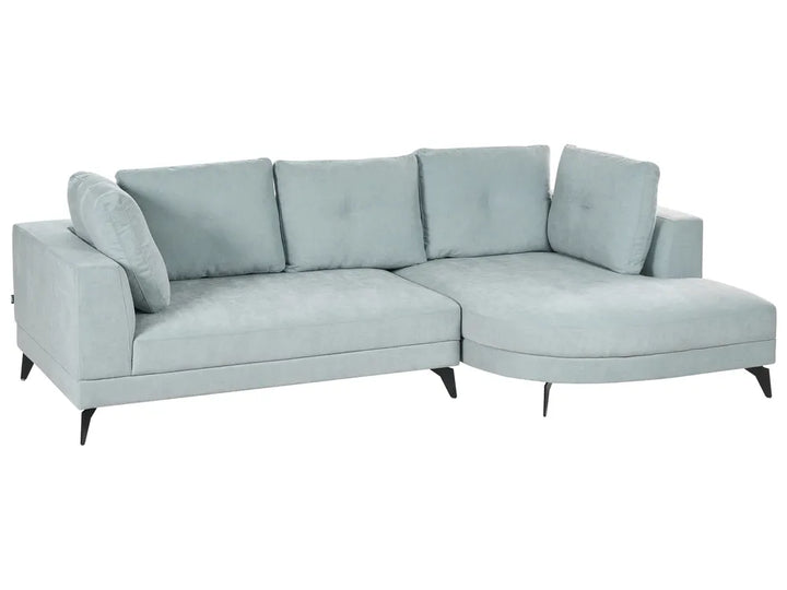 Corner Sofa 3 Seater Chenille Light Blue Left Hand Yvera