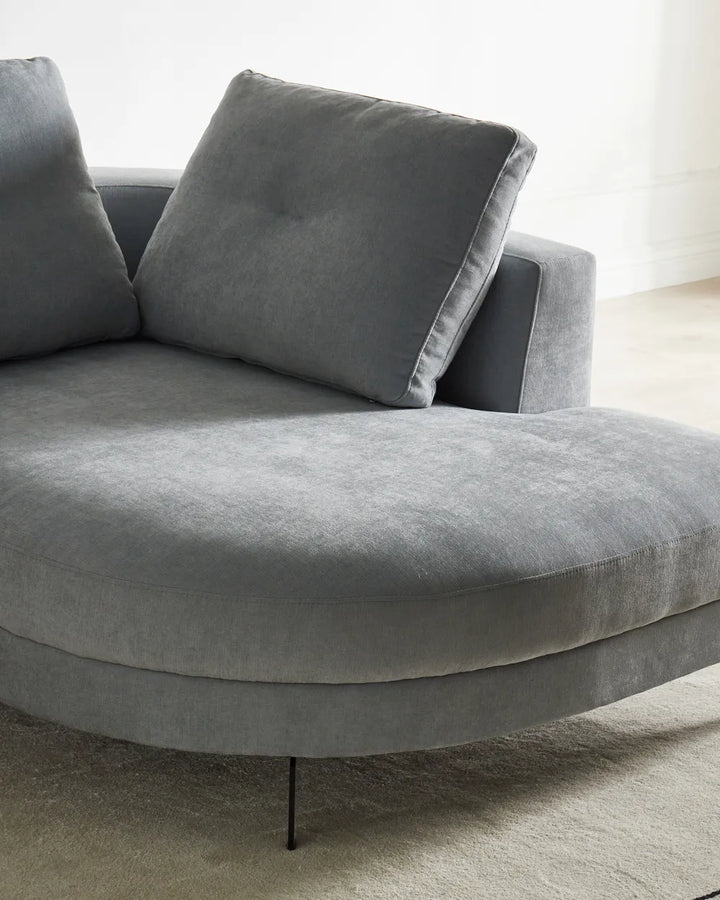 Corner Sofa 3 Seater Chenille Light Blue Left Hand Yvera