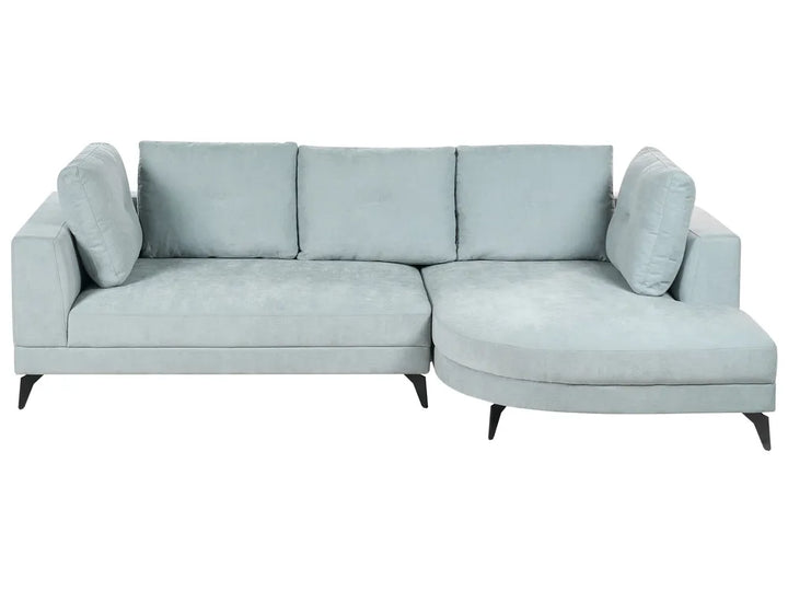 Corner Sofa 3 Seater Chenille Light Blue Left Hand Yvera