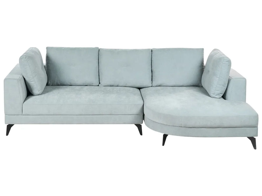 Corner Sofa 3 Seater Chenille Light Blue Left Hand Yvera