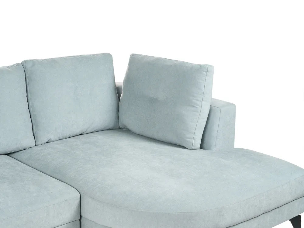 Corner Sofa 3 Seater Chenille Light Blue Left Hand Yvera