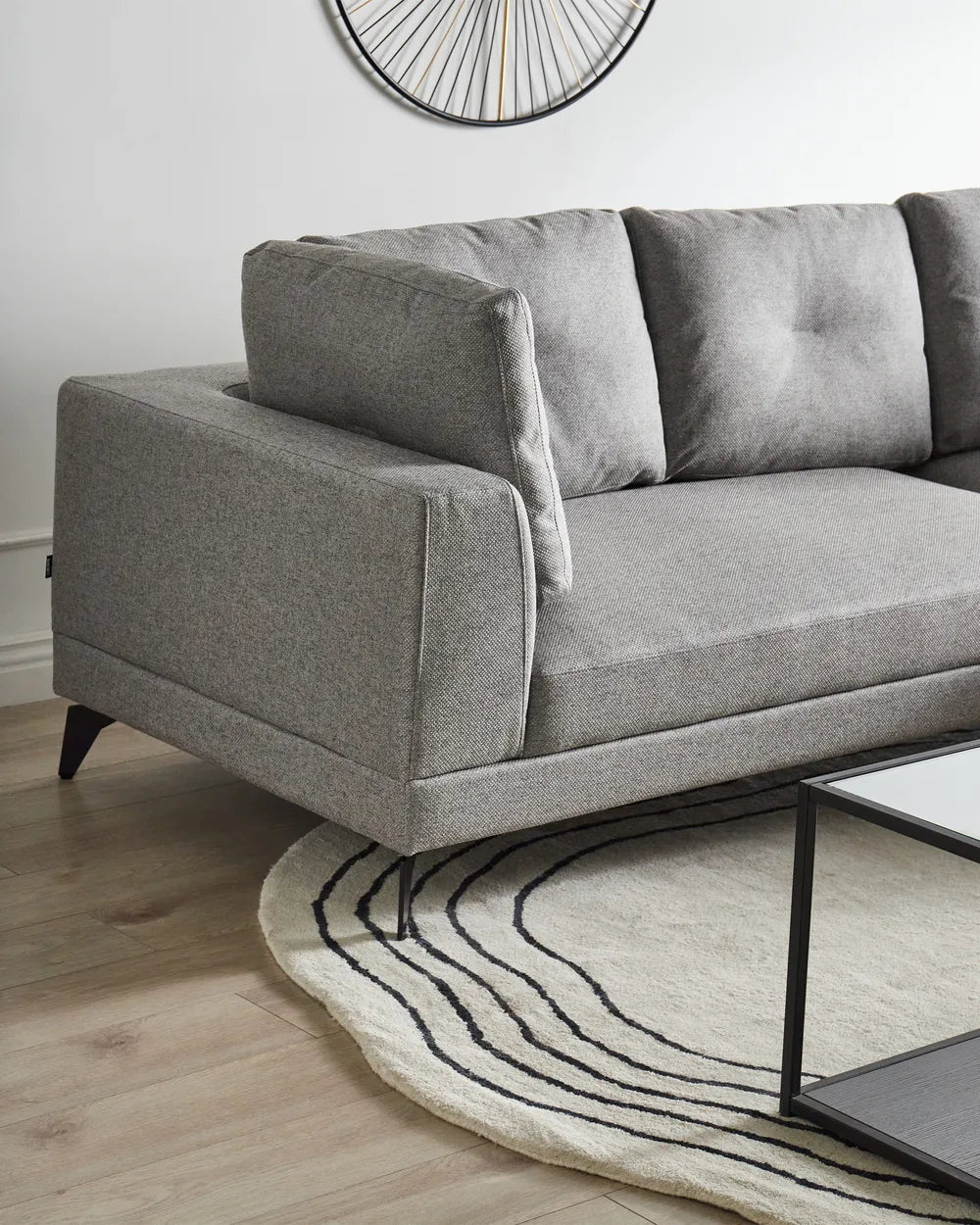 Corner Sofa 3 Seater Faux Linen Grey Left Hand Yvera