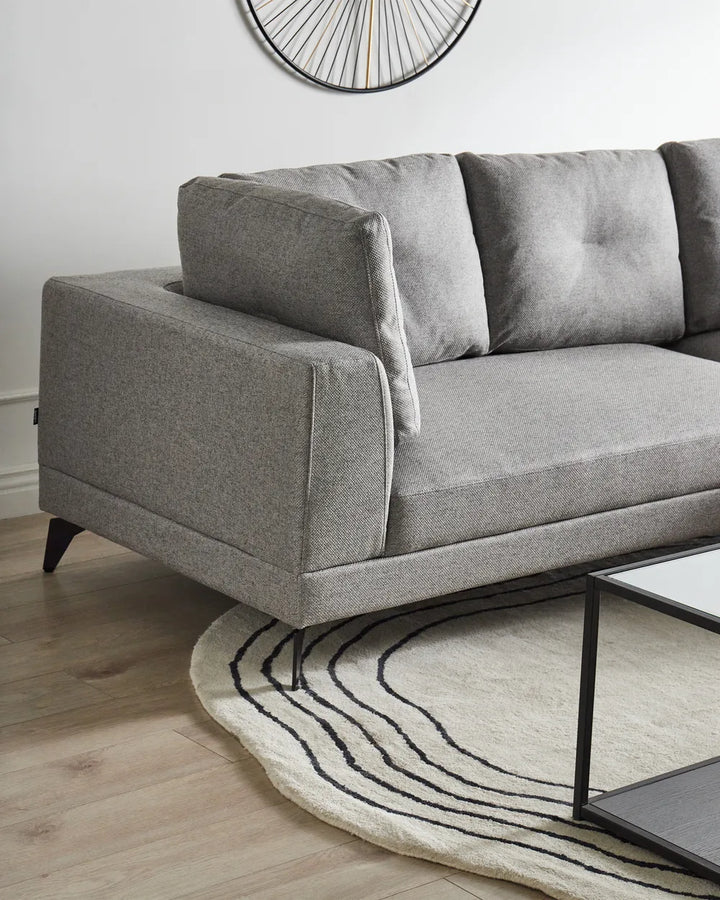 Corner Sofa 3 Seater Faux Linen Grey Left Hand Yvera