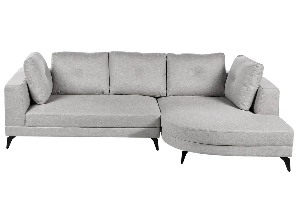 Corner Sofa 3 Seater Faux Linen Grey Left Hand Yvera