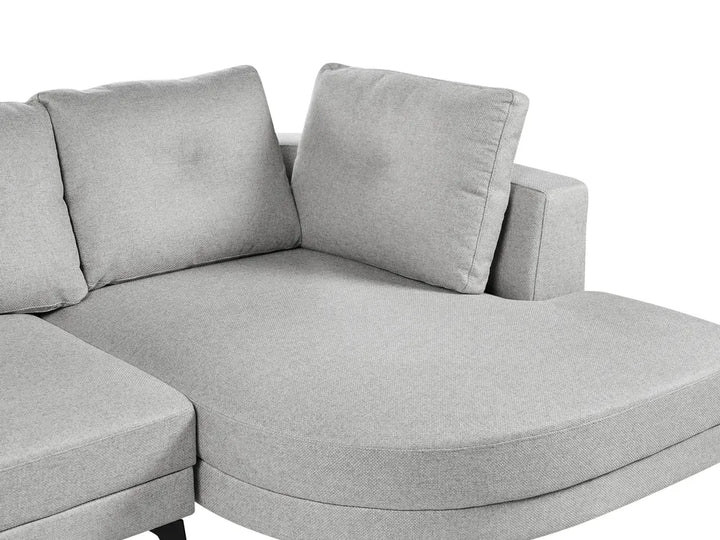 Corner Sofa 3 Seater Faux Linen Grey Left Hand Yvera